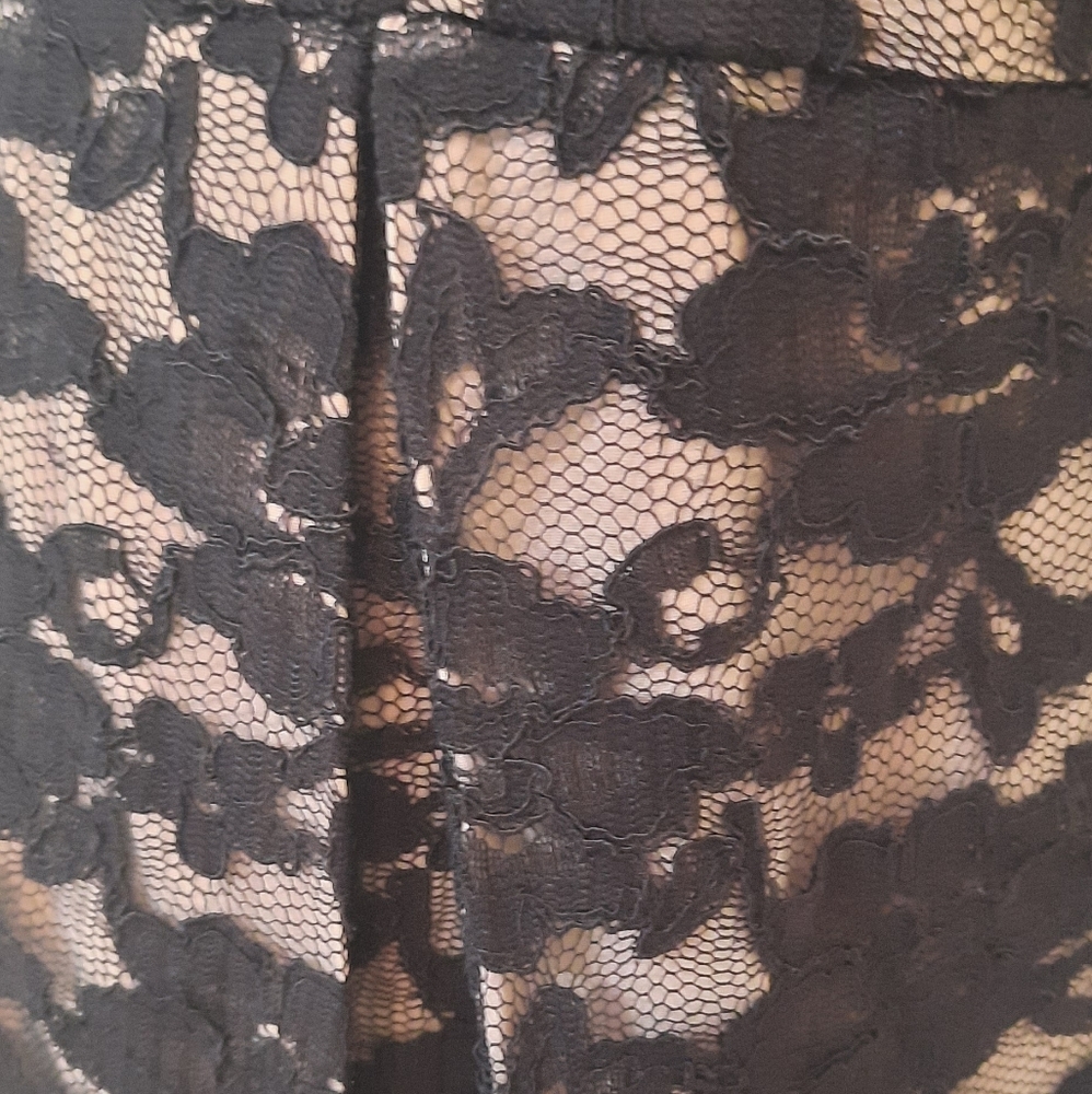 Eci New York black silk lace floral fit and flare dress sz 8 *P - Picture 4 of 7